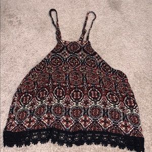 High neck, open back crop top